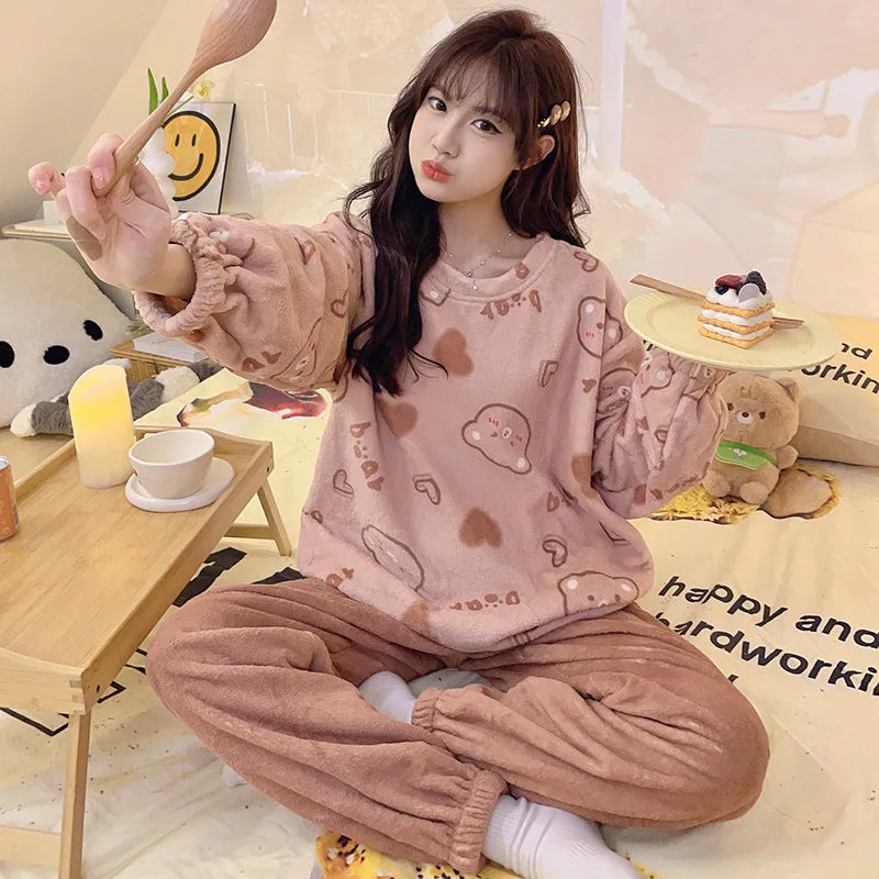 Women's Flannel Warm Pajama Set