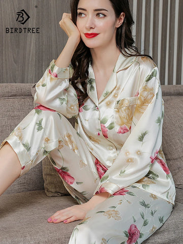 Birdtree 100% Real Silk Pajama Set