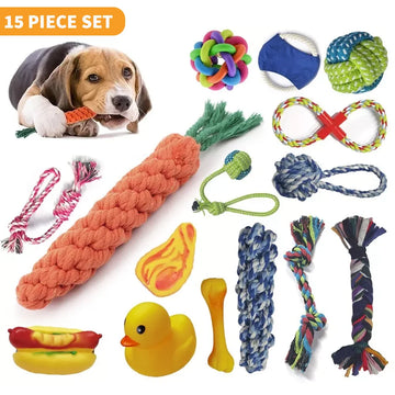 15PCS Pet Rope Toy Set