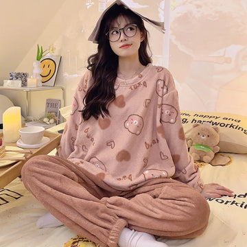 Women's Flannel Warm Pajama Set
